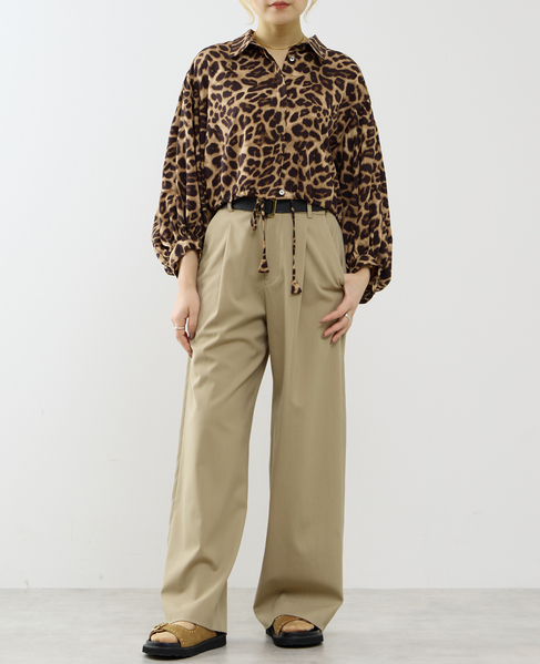 【A_/エース】オリジナルレオパード柄パフブラウス 詳細画像 ベージュ 5