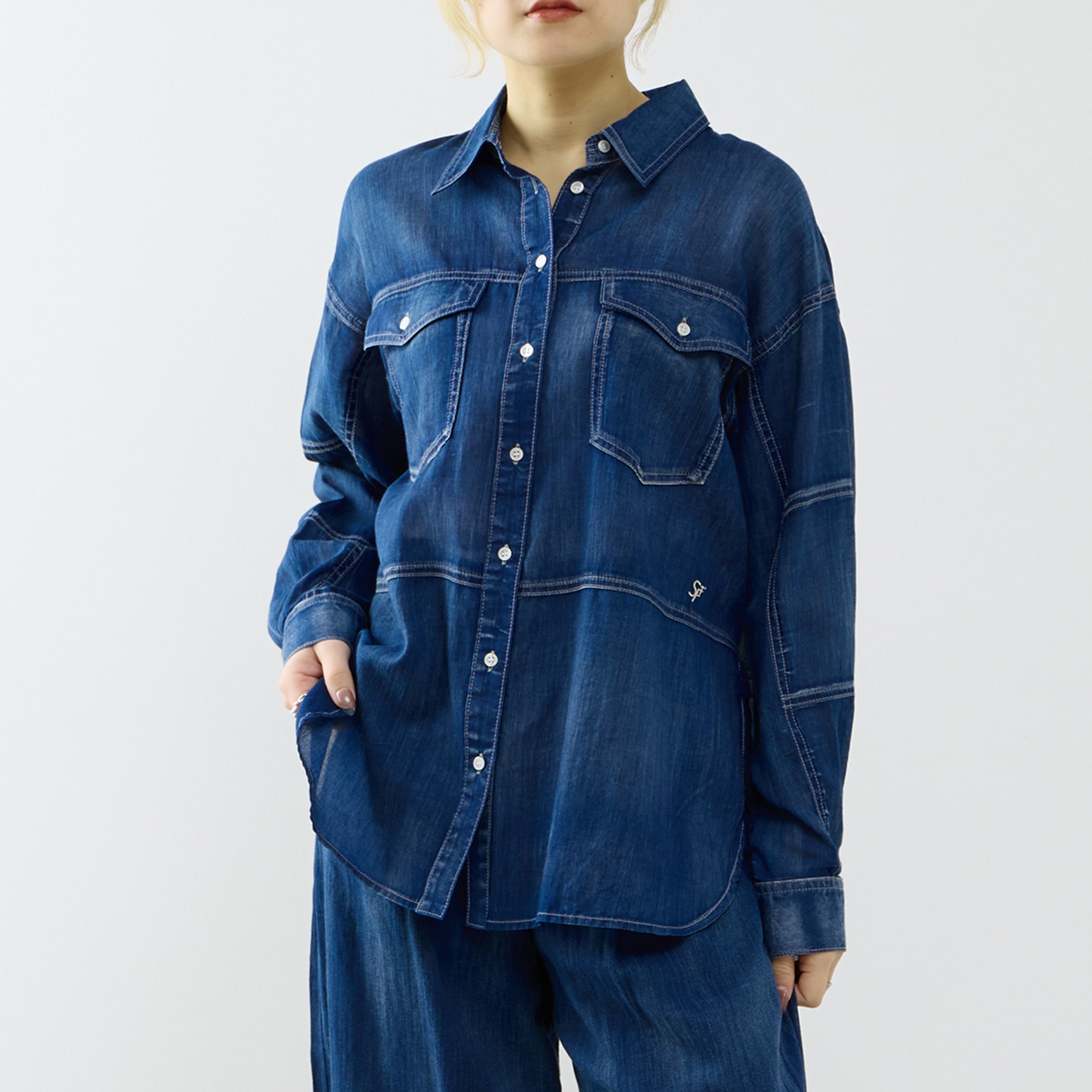 シアーデニムシャツ