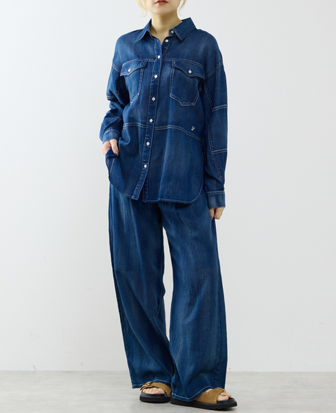 シアーデニムシャツ 詳細画像 インディゴブルー 4