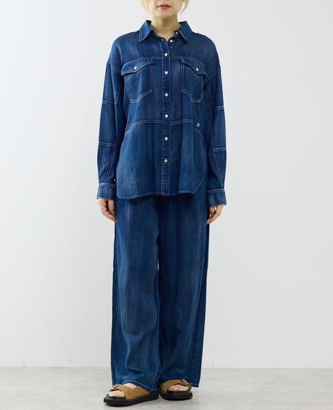 シアーデニムシャツ 詳細画像 インディゴブルー 5