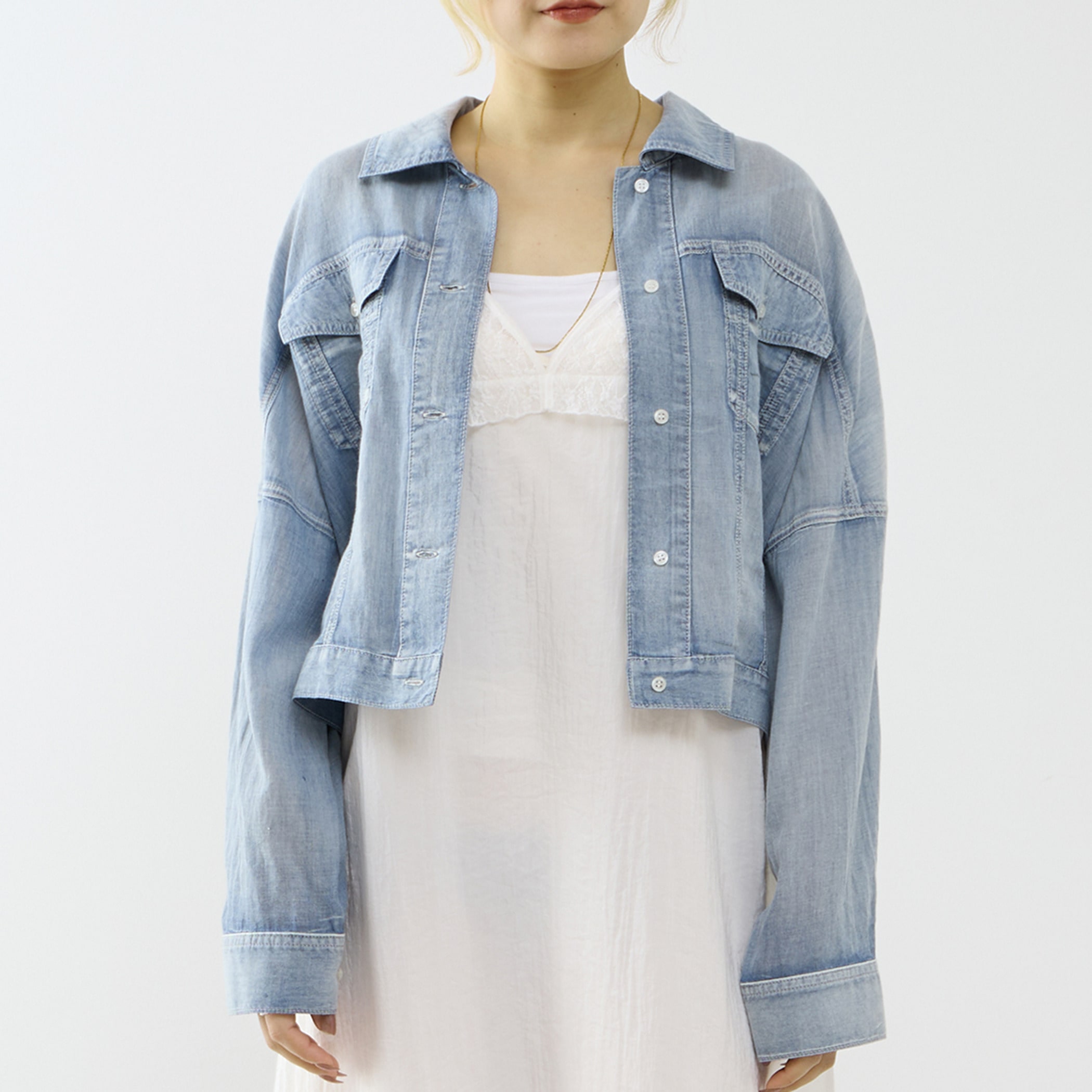 シアーGジャン型デニムシャツ