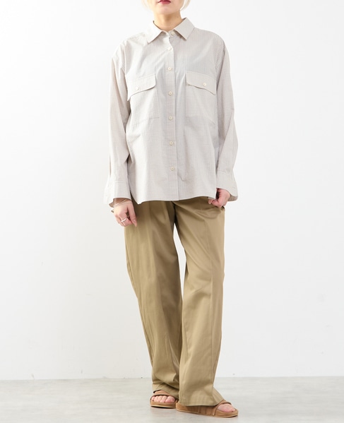 【A_/エース】チェック/ストライプポケットシャツ 詳細画像 ブラウン系その他 4