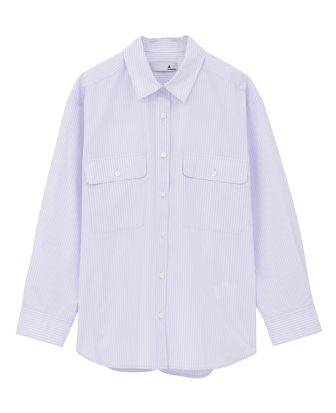 【A_/エース】チェック/ストライプポケットシャツ 詳細画像 ラベンダー 1