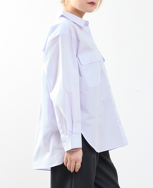 【A_/エース】チェック/ストライプポケットシャツ 詳細画像 ラベンダー 2