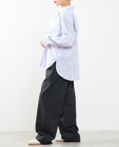 【A_/エース】チェック/ストライプポケットシャツ 詳細画像 ラベンダー 5