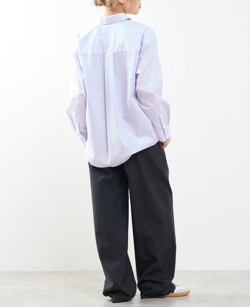 【A_/エース】チェック/ストライプポケットシャツ 詳細画像 ラベンダー 6