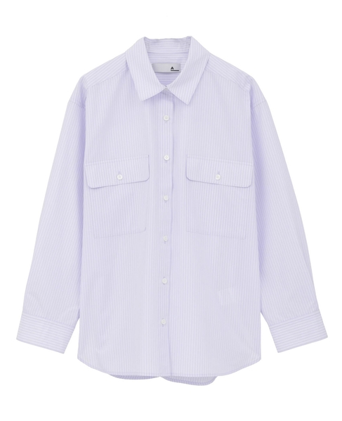 【A_/エース】チェック/ストライプポケットシャツ 詳細画像 ラベンダー 9