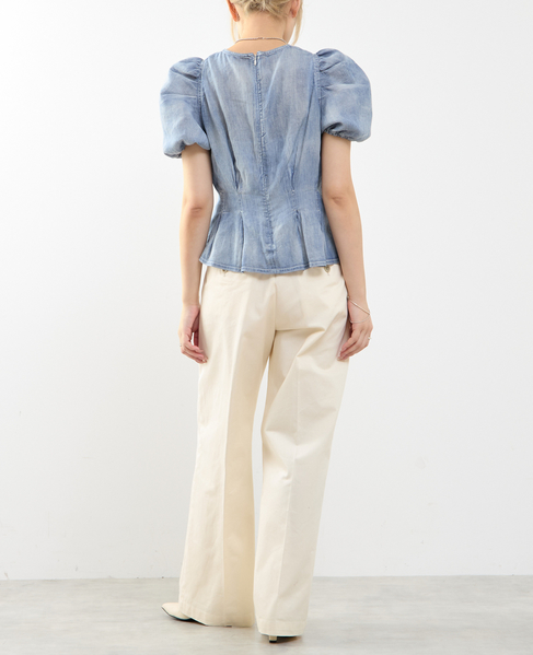 【A_/エース】シアーデニムパフブラウス 詳細画像 ケミカルウォッシュ 10