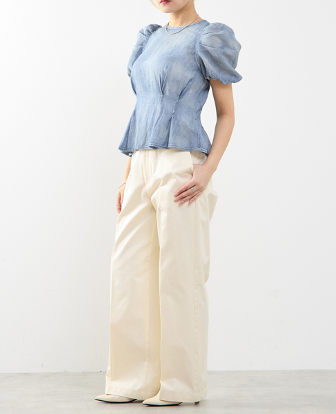 【A_/エース】シアーデニムパフブラウス 詳細画像 ケミカルウォッシュ 6