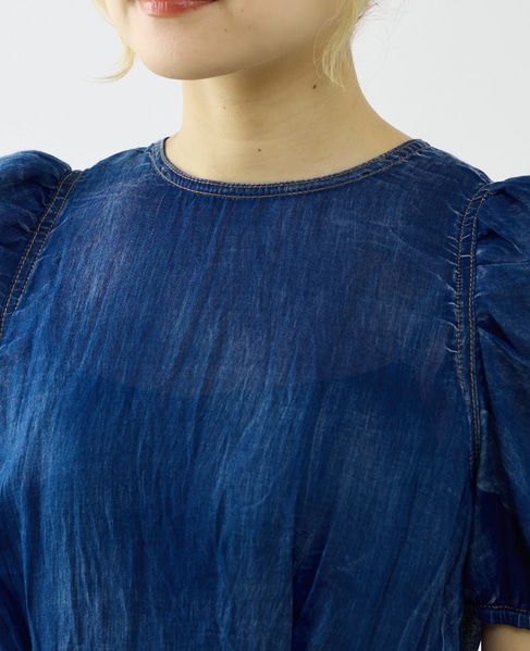 【A_/エース】シアーデニムパフブラウス 詳細画像 インディゴブルー 11