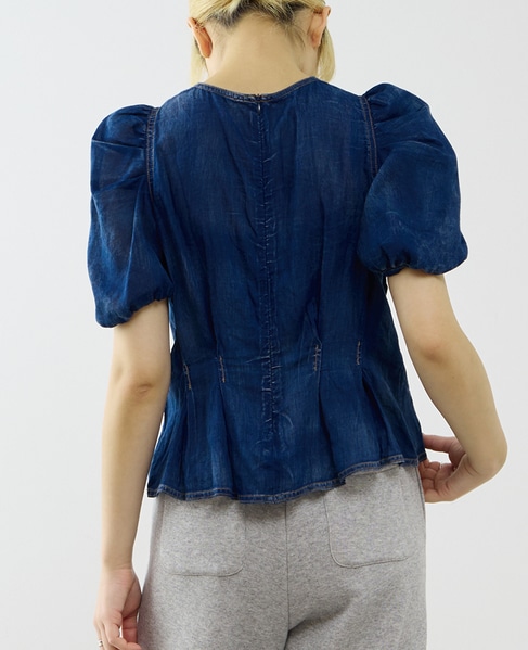 【A_/エース】シアーデニムパフブラウス 詳細画像 インディゴブルー 3