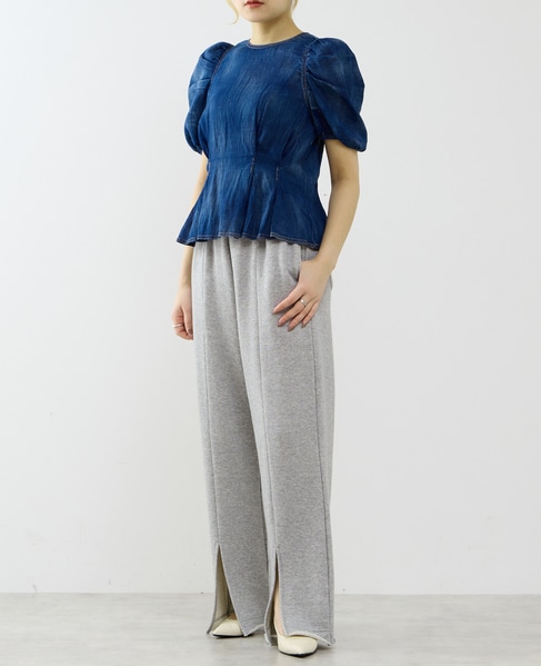 【A_/エース】シアーデニムパフブラウス 詳細画像 インディゴブルー 4