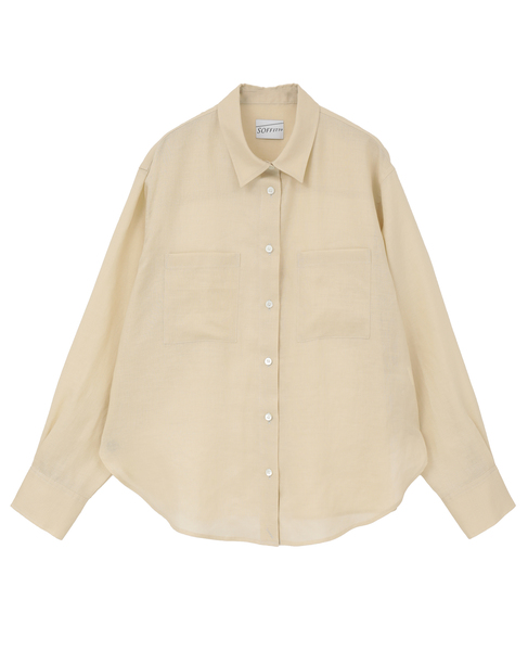 リネンビッグシルエット2WAYリネンシャツ 詳細画像 イエローベージュ 1