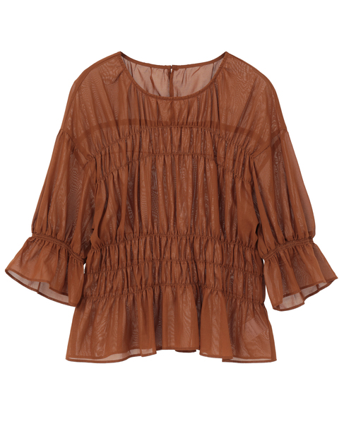 オーガニックコットンシャーリングブラウス 詳細画像 ブラウン 1