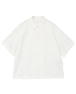 【A_/エース】オープンカラーレースシャツ