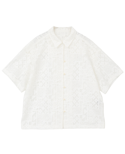 【A_/エース】オープンカラーレースシャツ 詳細画像 オフホワイト 1