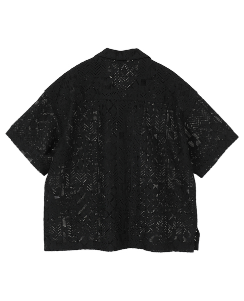 【A_/エース】オープンカラーレースシャツ 詳細画像 ブラック 2