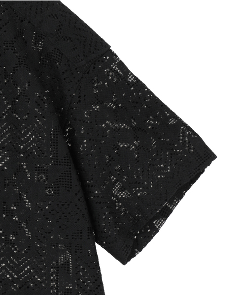 【A_/エース】オープンカラーレースシャツ 詳細画像 ブラック 4