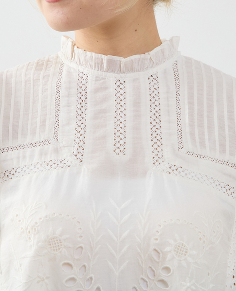 スカラ刺繍フリルブラウス 詳細画像 ホワイト 10