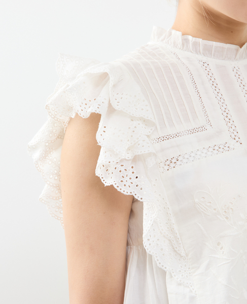 スカラ刺繍フリルブラウス 詳細画像 ホワイト 11