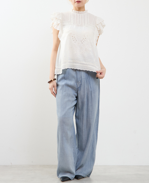 スカラ刺繍フリルブラウス 詳細画像 ホワイト 4