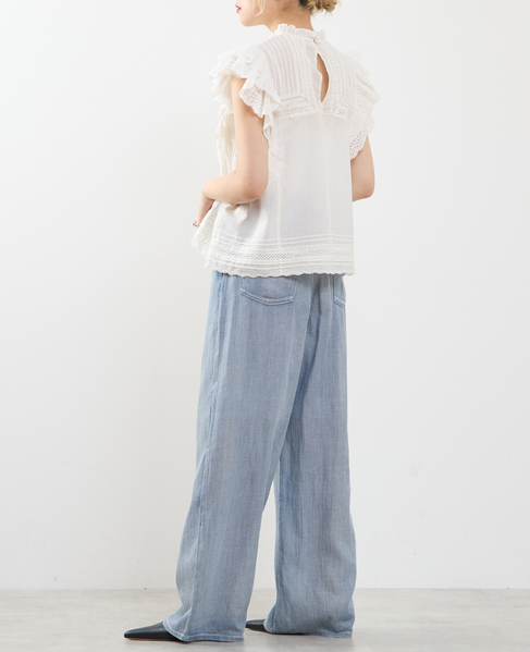 スカラ刺繍フリルブラウス 詳細画像 ホワイト 8