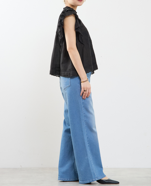 スカラ刺繍フリルブラウス 詳細画像 ブラック 6