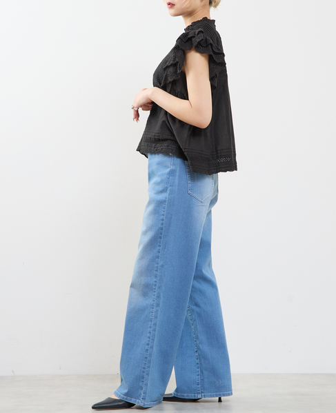 スカラ刺繍フリルブラウス 詳細画像 ブラック 7