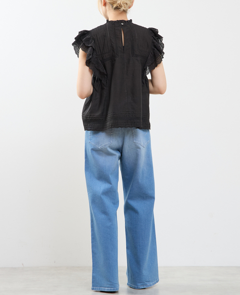 スカラ刺繍フリルブラウス 詳細画像 ブラック 8