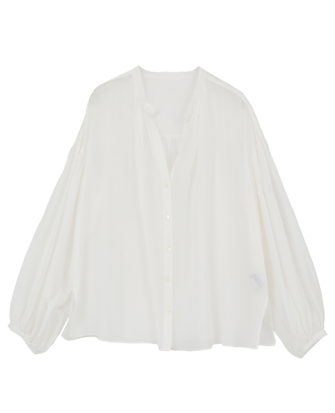 コットンシルク ギャザーブラウス 詳細画像 ホワイト 1