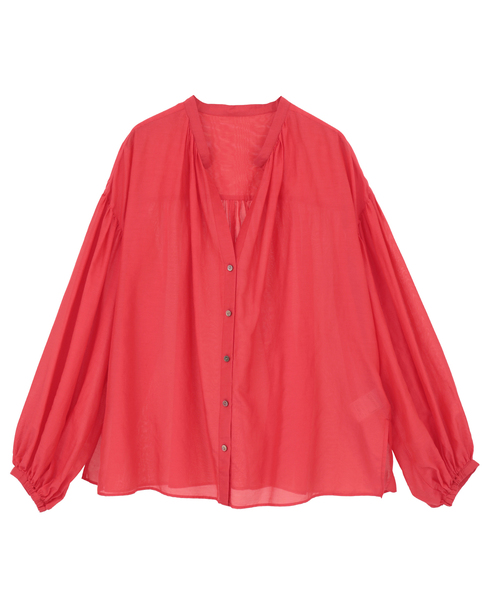 コットンシルク ギャザーブラウス 詳細画像 レッド 1