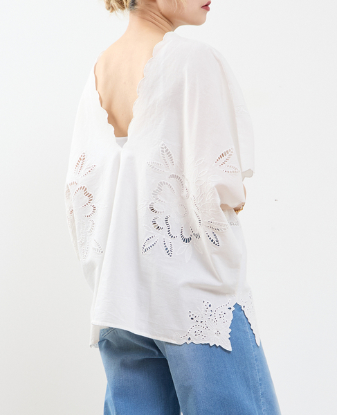 【A_ /エース】インドコットンットワーク刺繍カフタンチュニック 詳細画像 オフホワイト 2