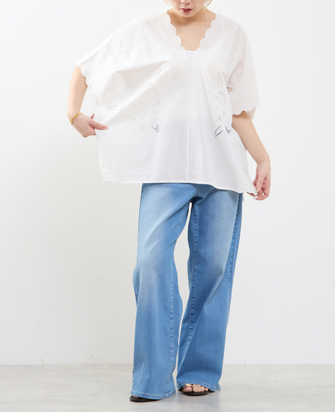 【A_ /エース】インドコットンットワーク刺繍カフタンチュニック 詳細画像 オフホワイト 4