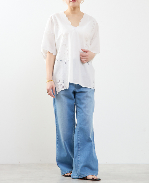 【A_ /エース】インドコットンットワーク刺繍カフタンチュニック 詳細画像 オフホワイト 6