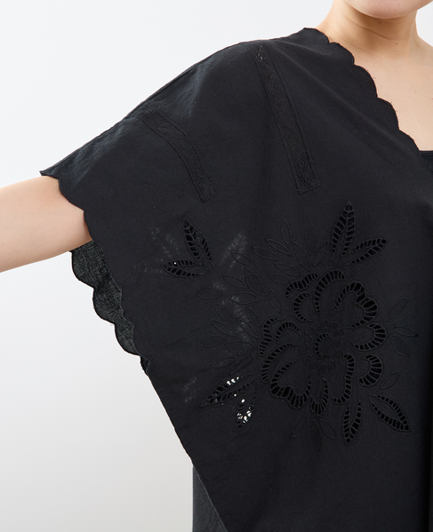 【A_ /エース】インドコットンットワーク刺繍カフタンチュニック 詳細画像 ブラック 11