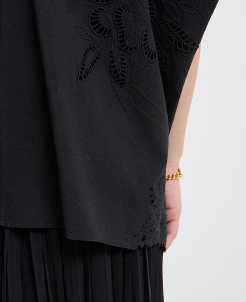 【A_ /エース】インドコットンットワーク刺繍カフタンチュニック 詳細画像 ブラック 14