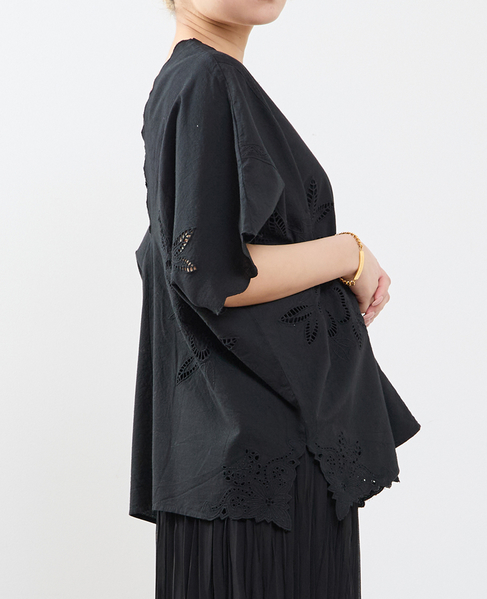 【A_ /エース】インドコットンットワーク刺繍カフタンチュニック 詳細画像 ブラック 2