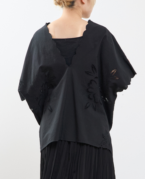 【A_ /エース】インドコットンットワーク刺繍カフタンチュニック 詳細画像 ブラック 3