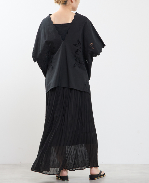 【A_ /エース】インドコットンットワーク刺繍カフタンチュニック 詳細画像 ブラック 7