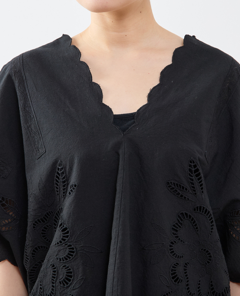 【A_ /エース】インドコットンットワーク刺繍カフタンチュニック 詳細画像 ブラック 9
