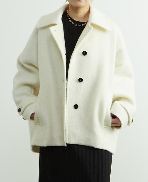 モヘヤ混コクーンシャギーコート 詳細画像 オフホワイト 1