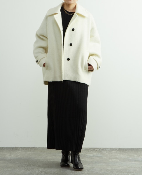 モヘヤ混コクーンシャギーコート 詳細画像 オフホワイト 4