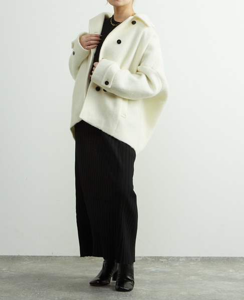 モヘヤ混コクーンシャギーコート 詳細画像 オフホワイト 8