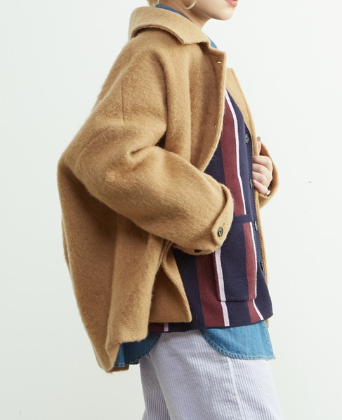 モヘヤ混コクーンシャギーコート 詳細画像 キャメル 2