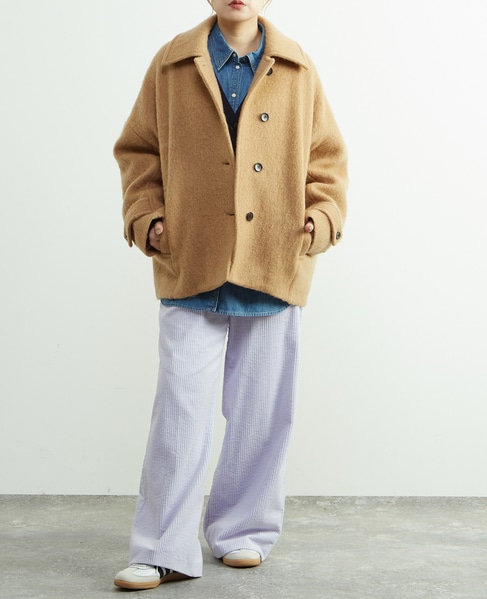 モヘヤ混コクーンシャギーコート 詳細画像 キャメル 4