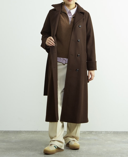 【定番】圧縮メルトンスタンドカラーコート 詳細画像 ダークブラウン 1