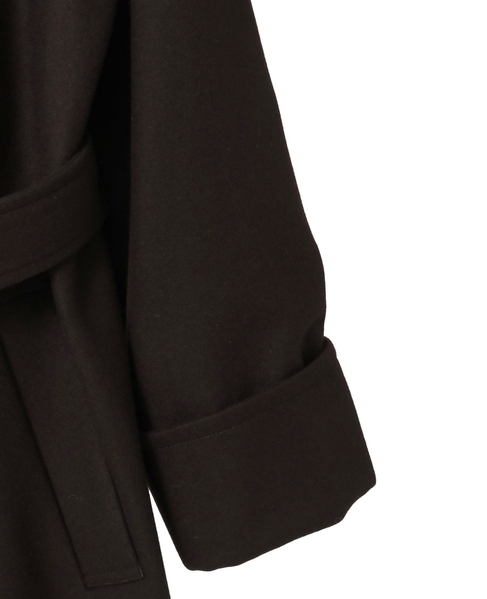 【定番】圧縮メルトンスタンドカラーコート 詳細画像 ダークブラウン 14