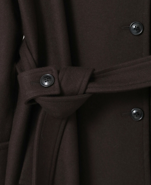 【定番】圧縮メルトンスタンドカラーコート 詳細画像 ダークブラウン 17
