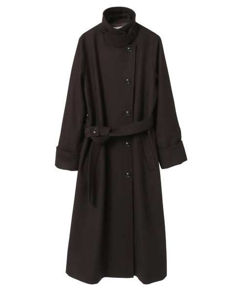 【定番】圧縮メルトンスタンドカラーコート 詳細画像 ダークブラウン 19