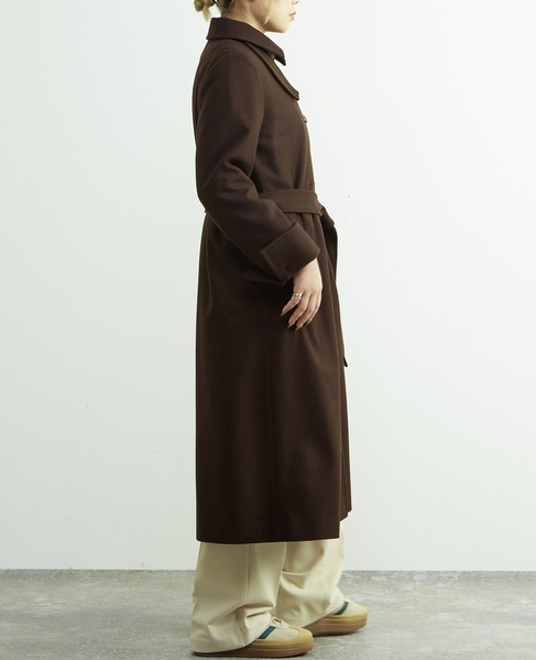 【定番】圧縮メルトンスタンドカラーコート 詳細画像 ダークブラウン 4